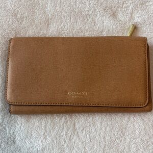 Coach Continental Wallet in Brown with Gold Accent